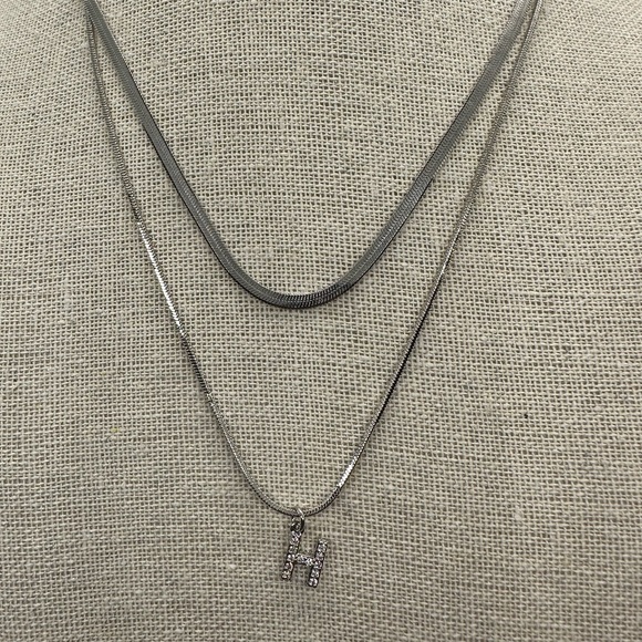 Letter Initial Necklaces, Double Layer Initial Pendant Necklaces - Picture 1 of 10